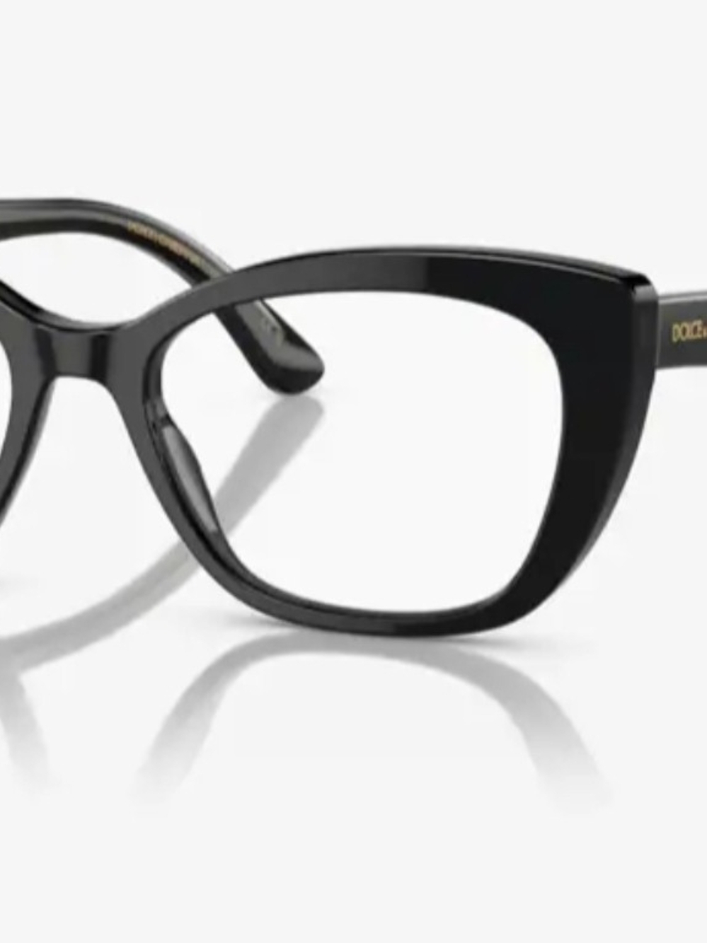 Dolce & Gabbana Black Cat-Eye Women's Glasses with Gold Temple Detail